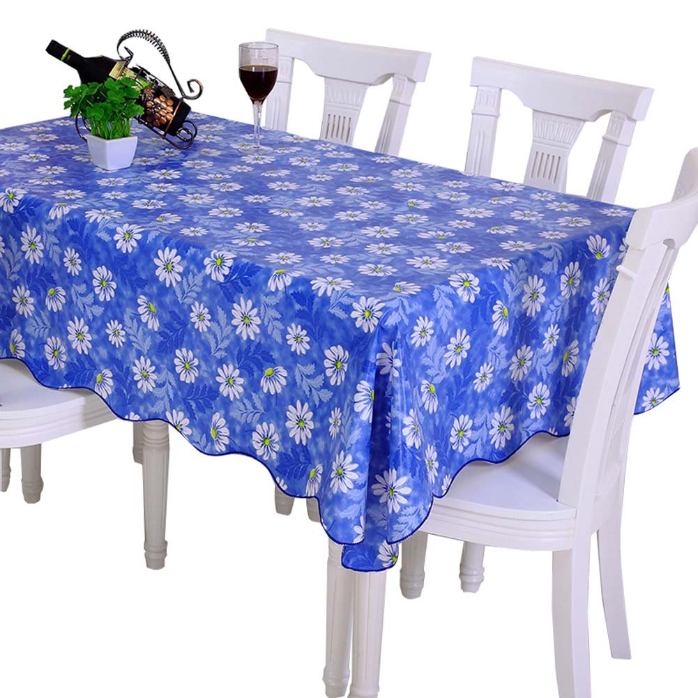 Koala Superstore Flowers Pattern Tablecloth Waterproof Table Cloth, 137x183cm/53.9x72inch, BLUE