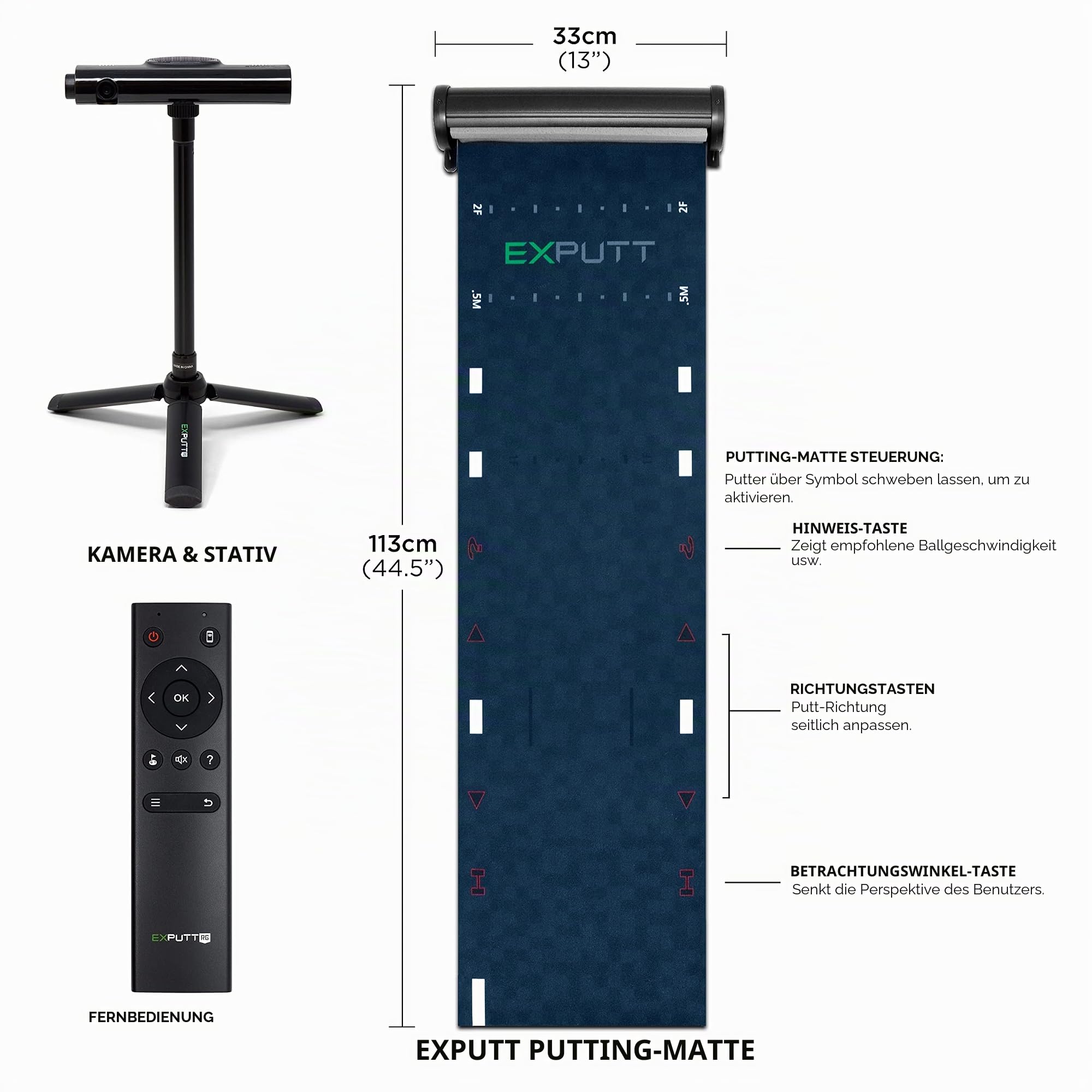ExPutt EX500D Pro Golf Putting Virtual Simulator: Perfect Your Putting Swing Anytime, Anywhere, Schwarz