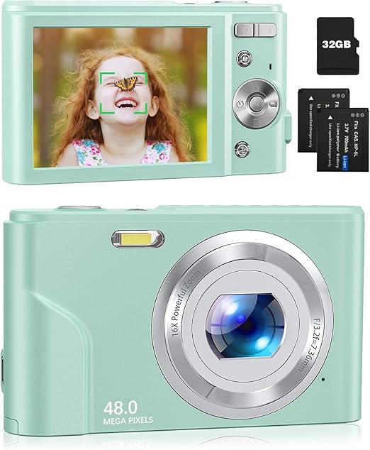 digital camera for kids1080p 48mp autofocus kids camera with 32gb sd card kids digital video camera with 16x zoom compact portable mini cameras for