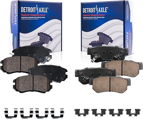 Detroit Axle - Pastillas de freno delanteras y traseras para Hyundai Elantra Sonata Tucson Kia Optima Sportage Magentis, Pastillas de freno de