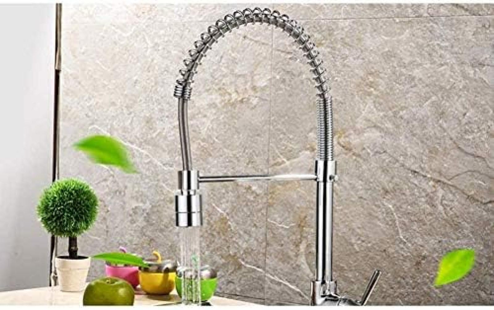 Rubinetto Rubinetto Da Cucina Estraibile Irrigatore Rotante Maniglia Singola Rubinetto Miscelatore A Scomparsa In Ottone Cromato Lavello Alto Lavello Acqua Calda E Fredda