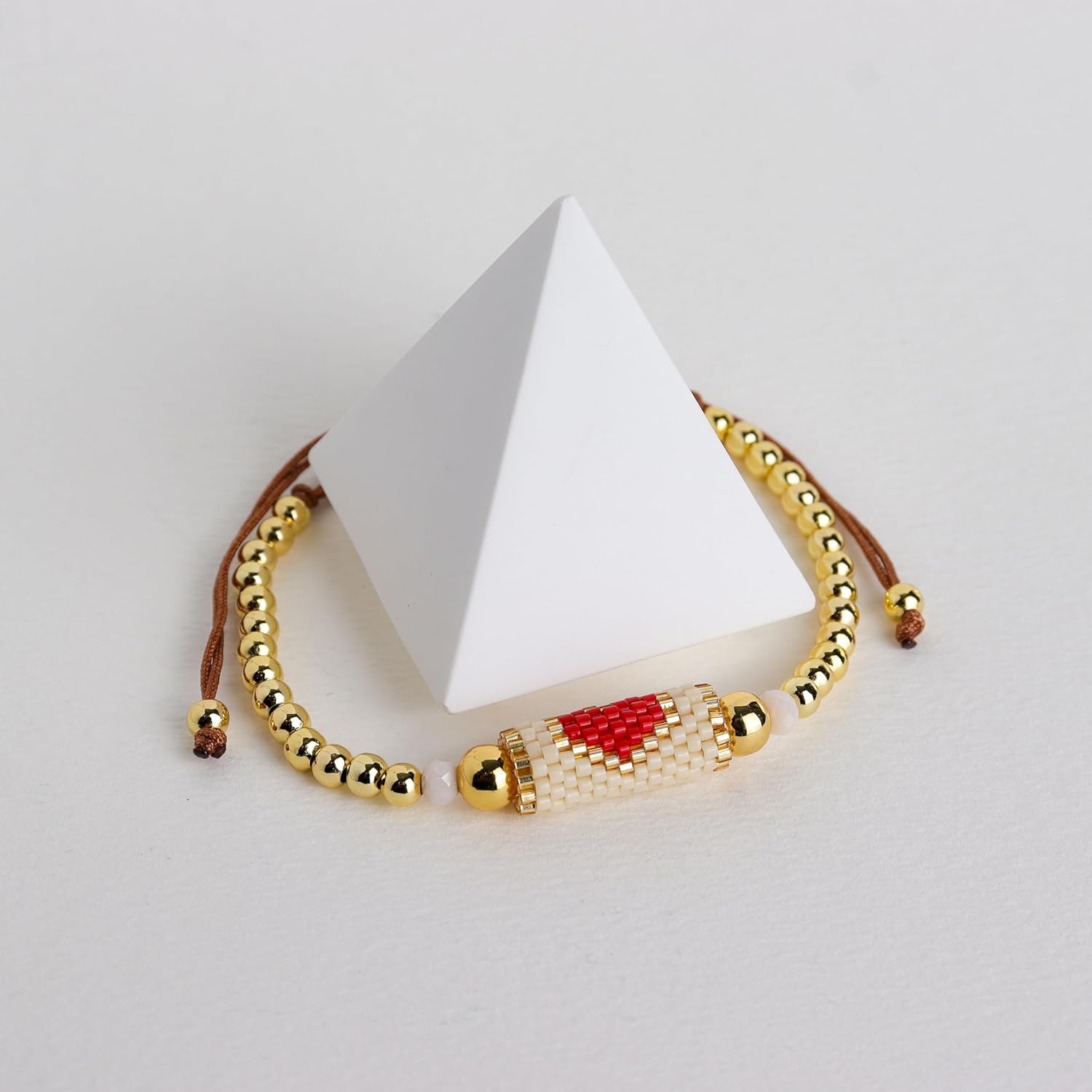 Valentines Day Gold Beaded Heart Adjustable Friendship Bracelet for Women, Handmade Boho Colorful Seed Beads Cute Stacking Bracelets Charm Jewelry Gift - Image 6