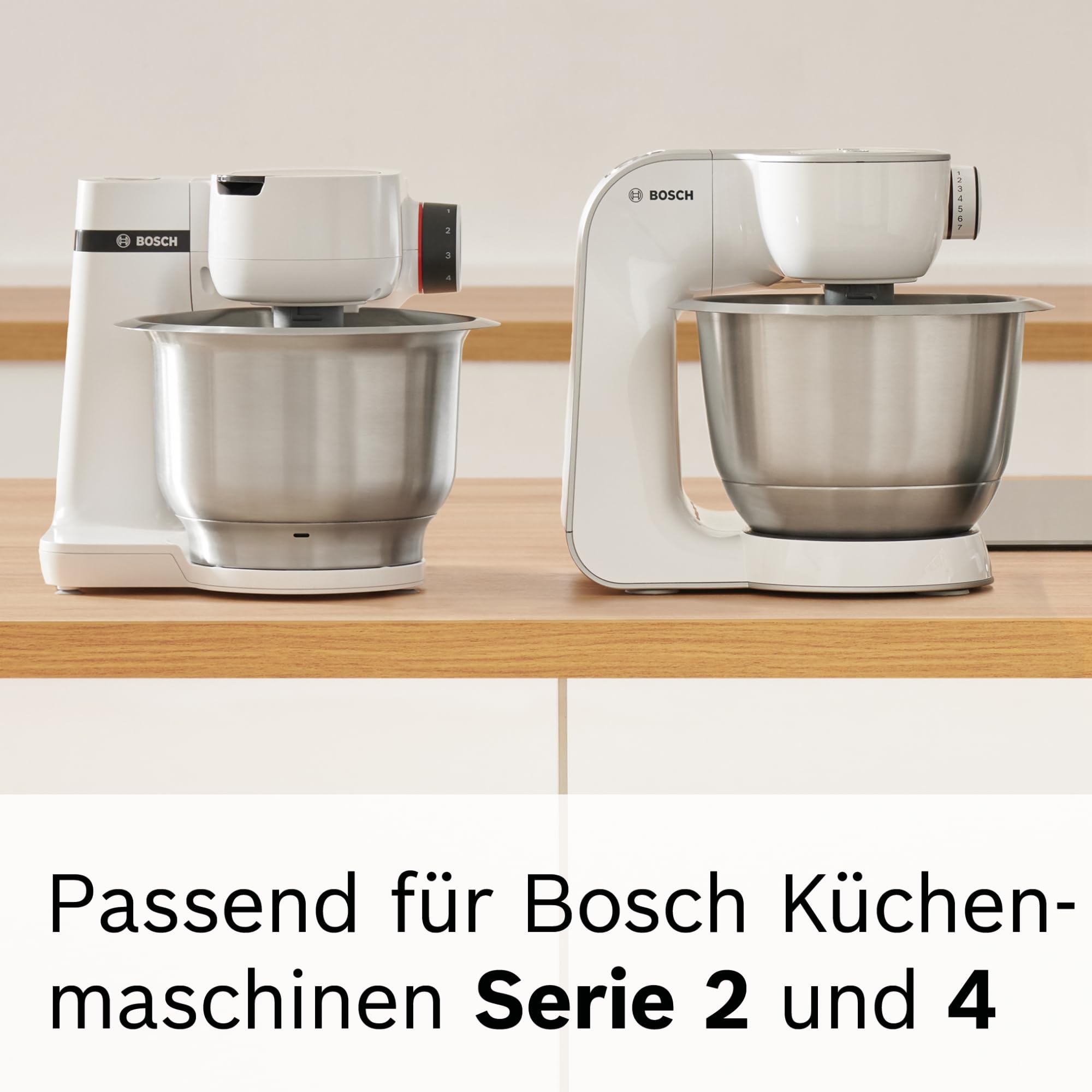 Bosch Pastawalze Lasagne MUZ5NV1, Zubehör passend für Küchenmaschine Serie 4, Serie 2, für Lasagne, Nudelplatten, Pasta-Aufsatz, 8 Stärken, Edelstahl, Nudelmaschine