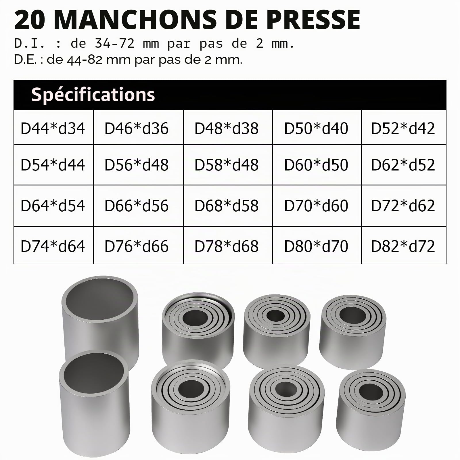 DAYUAN Kit de 28 Manchons de Presse Professionnels pour Retirer Les bagues et Les Joints de roulements – Rouge