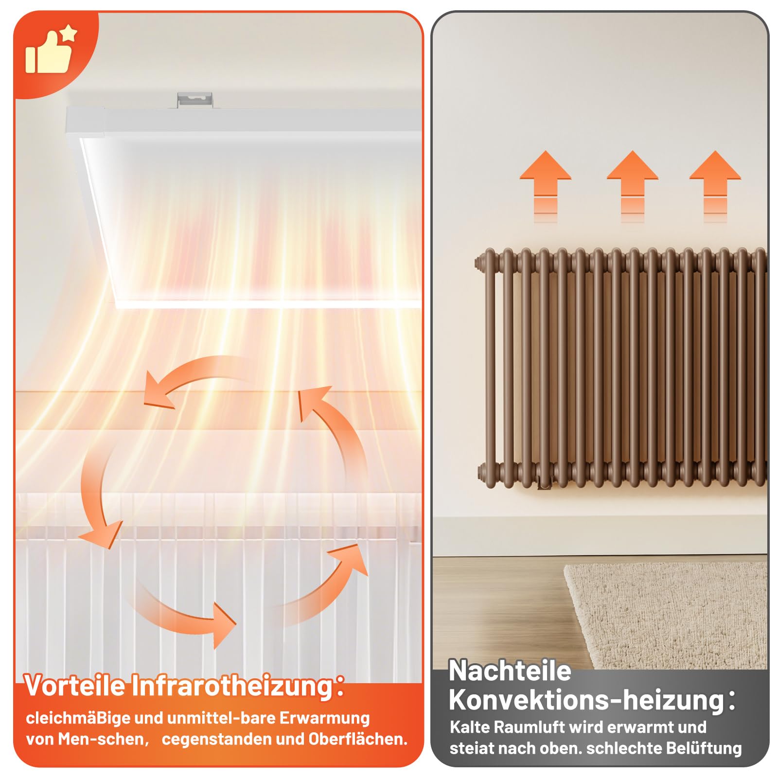 Calefacción por infrarrojos 770 W, luz LED de techo, wifi/app