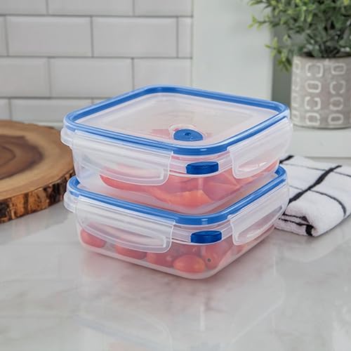 Miniatura 6 de Sterilite Ultra-Seal - Recipiente de almacenamiento de alimentos de 4 tazas, tapa transparente y base con detalles azules, paquete de 6