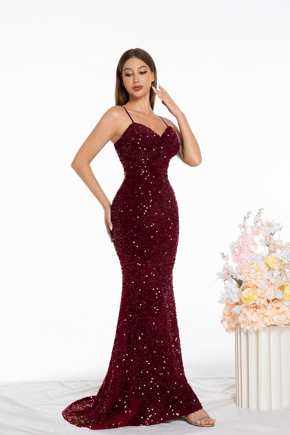 Evening Formal Dresses for Women Sequin Prom Cocktail Dress Party Sexy Maxi Elegant Night Gown