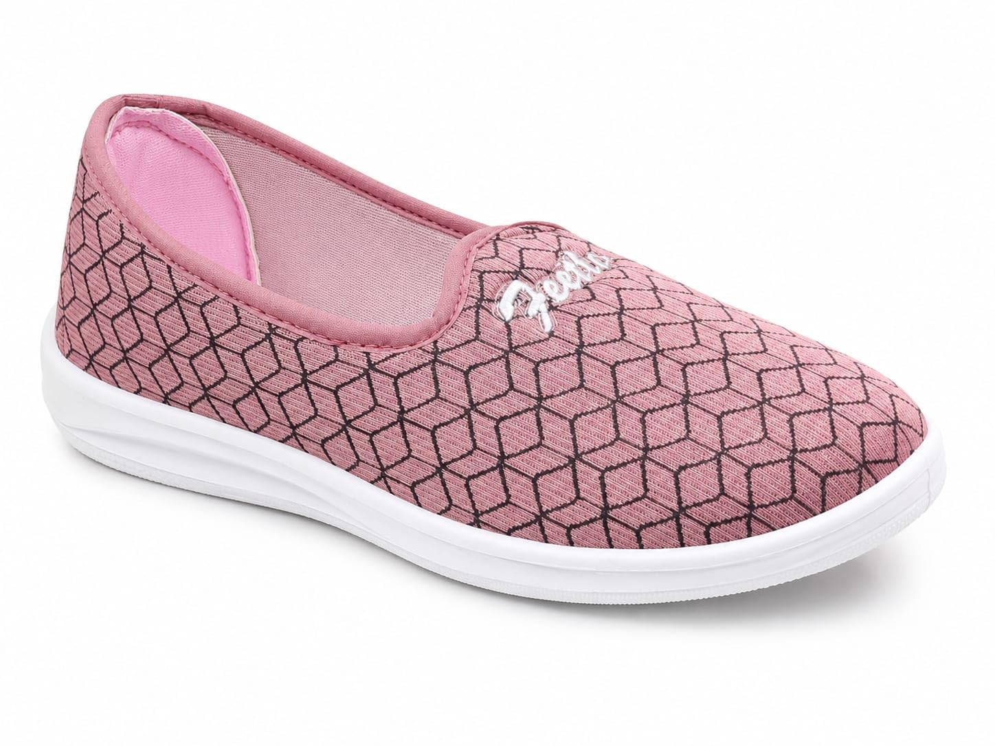 Women’s Slip-On Casual Shoes | Pink Geometric Print Lightweight Comfort Loafers Walking-image-13