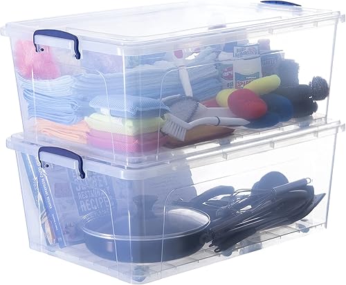 Miniatura 69 de Superio Cajas de almacenamiento transparentes con tapas, contenedores de plástico de 8.75 cuartos de galón para organizar, cajas apilables, sin BPA,