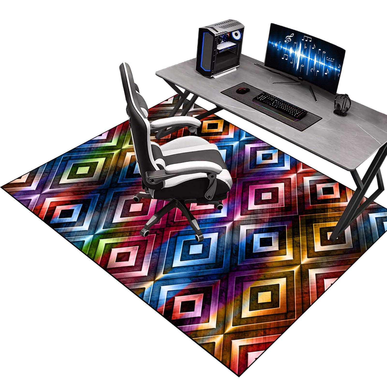 120 x 150 cm Alfombra para Silla Gaming, Alfombrilla para Silla de Oficina, Alfombra para Silla de Escritorio, Alfombra Protectora Suelo Silla Ruedas, Alfombra Gamer Antideslizante Oficina y Hogar