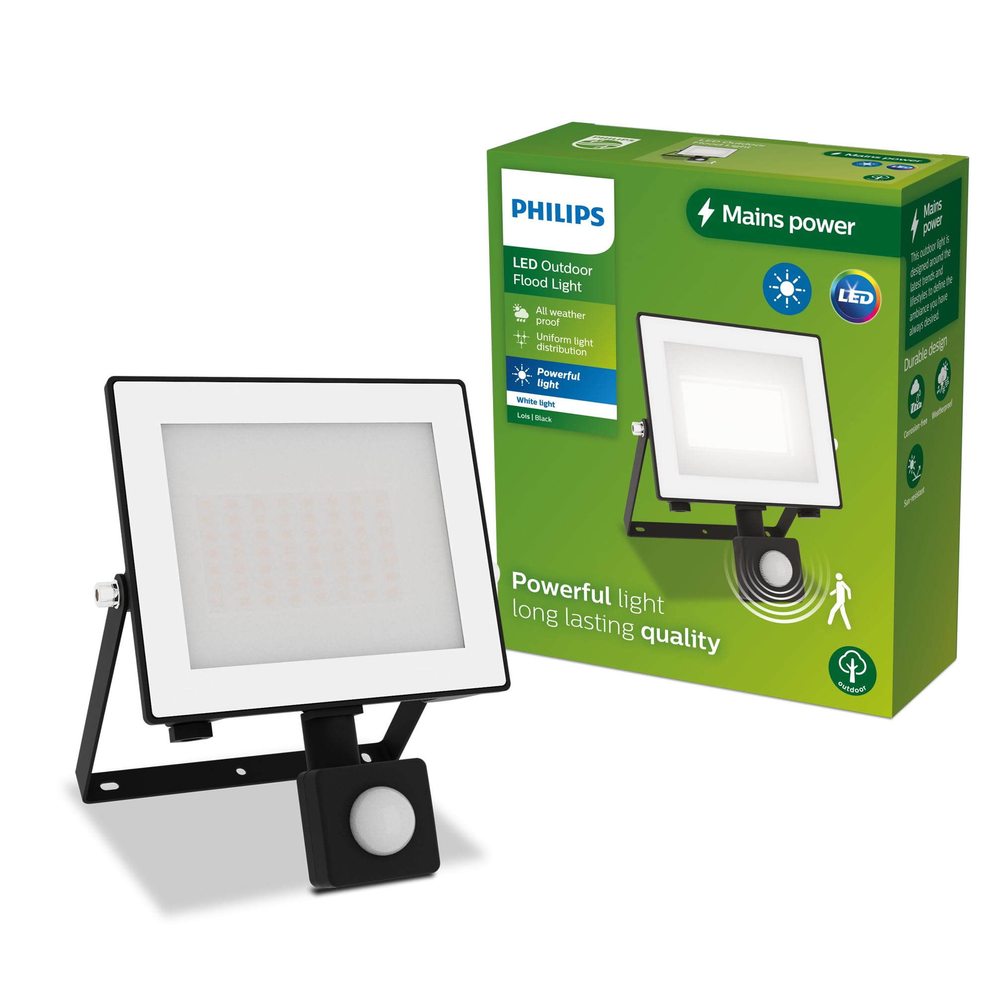 Philips Lois Zewnętrzna Lampa Floodlight z Czujnikiem, 30 W, 3000 K, Czarna