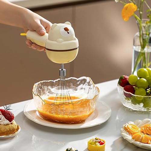 Miniatura 5 de Handmixer, 3-Speed Handheld Cordless Cute Electric Whisk with 2 Head, Detachable Automatic Egg Beater for Kitchen Home, Hand Blender
