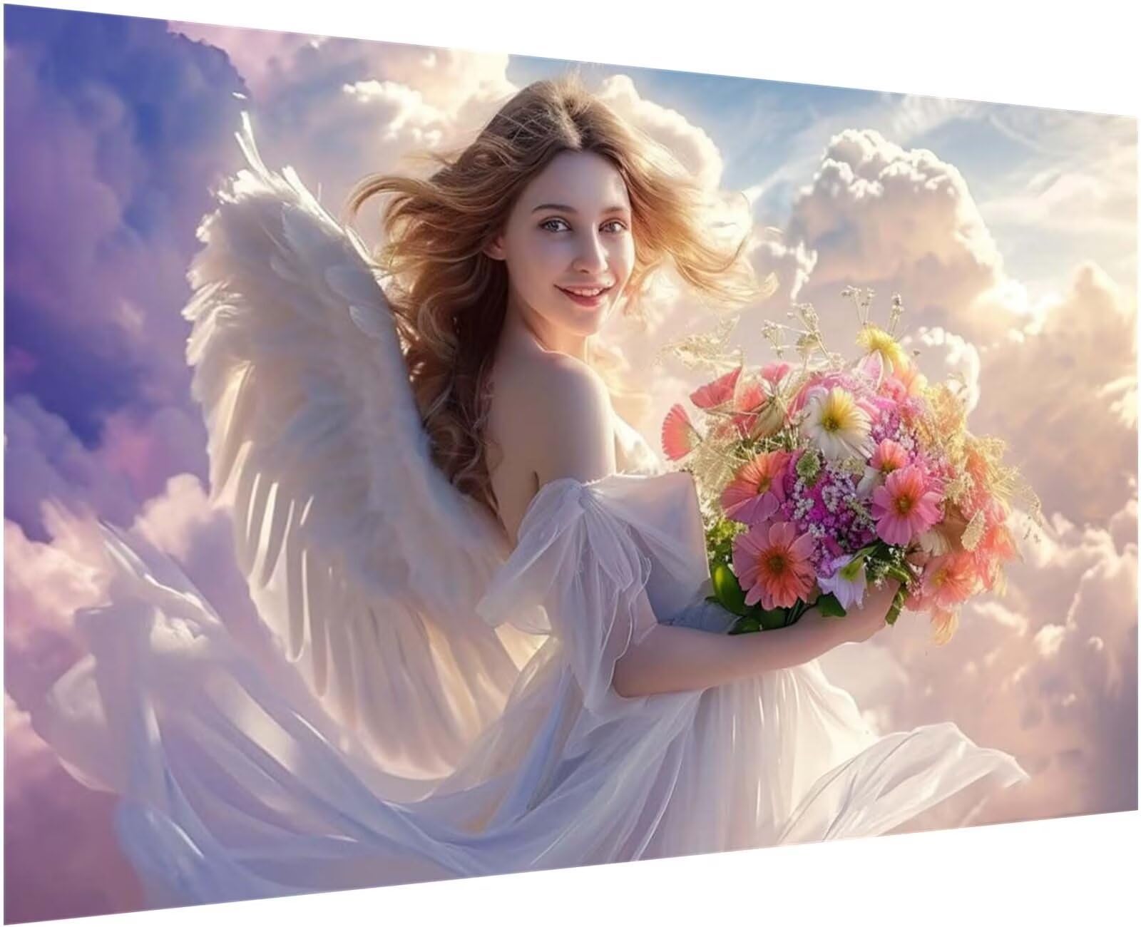 ybk❗️angel 3/4 Wood look Carved Resin ANGEL with Love Heart Figurine Figure (ZZ46