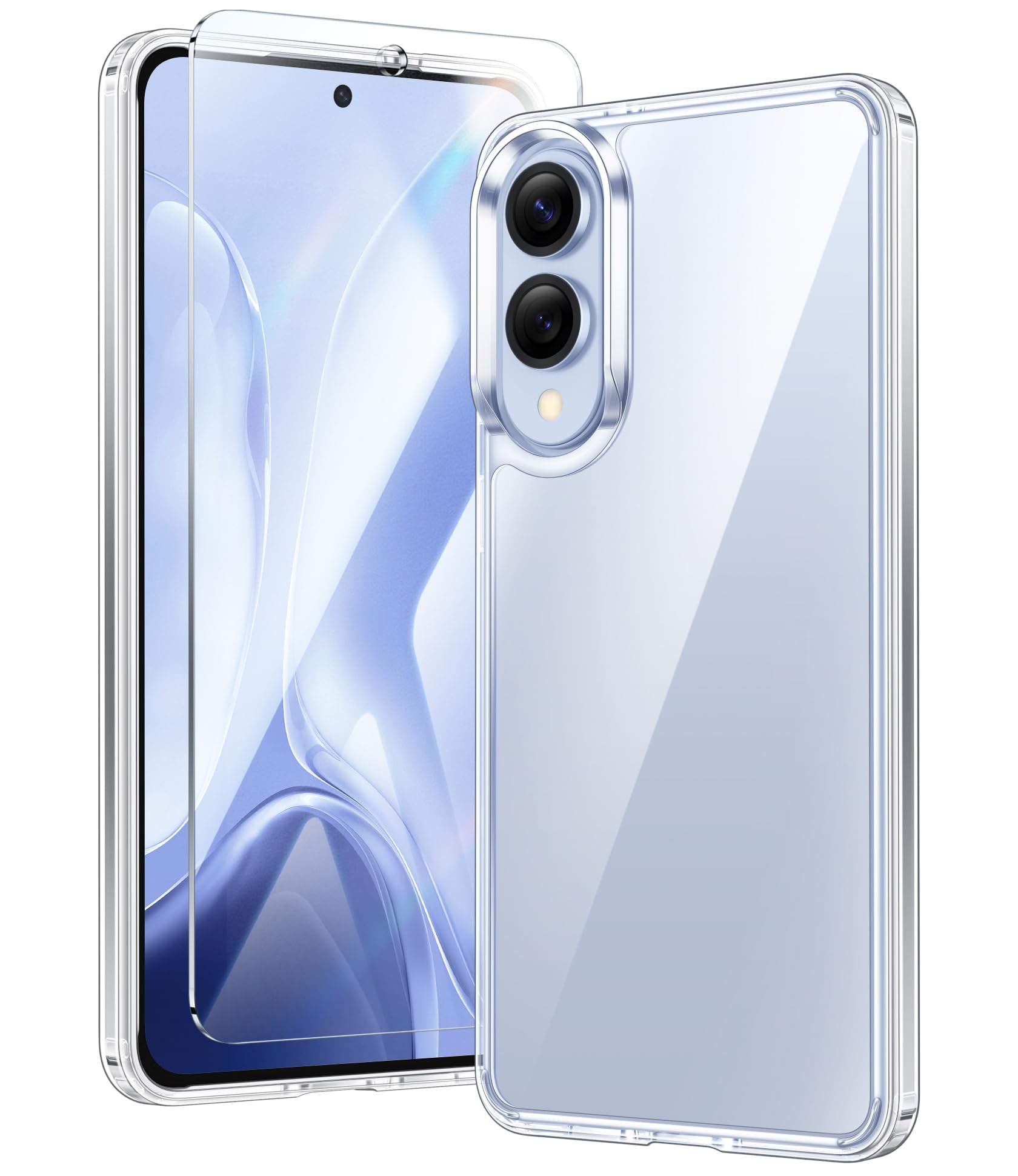 FNTCASE for Samsung Galaxy S25-Edge Case Clear with Screen Protector