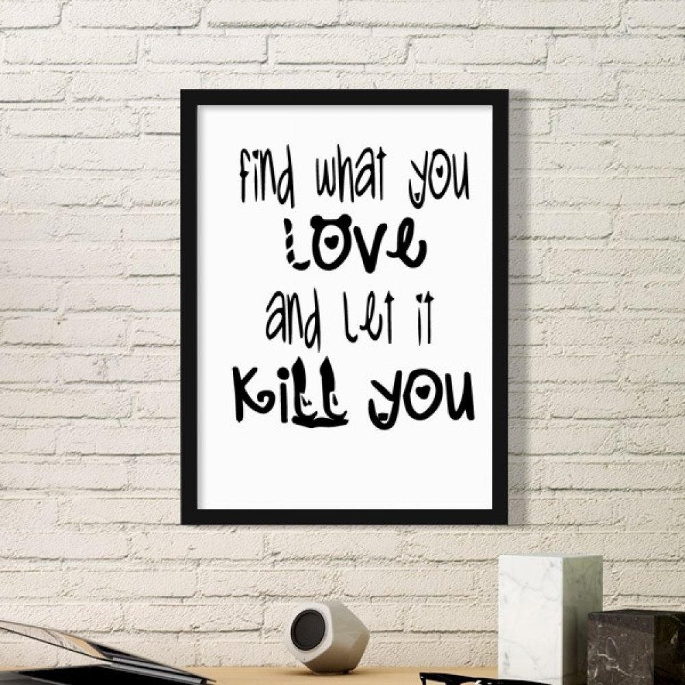 Peinture l'amour Et Kills en cadre bois rectangle noir : idée cadeau originale accueil décoration