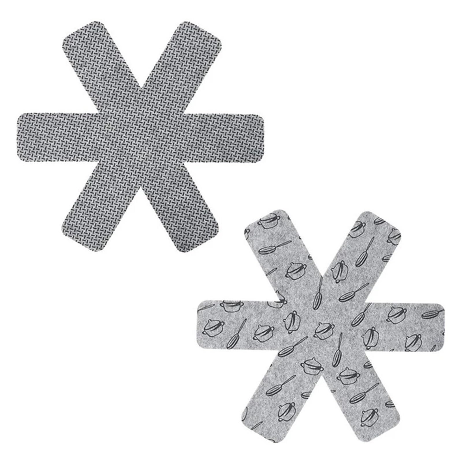 24pcs Protectors Gray Print Divider Pads Pan Bottom Heat Insulation Protect Cookware Surfaces Pad Scratching Separate for Kitchen