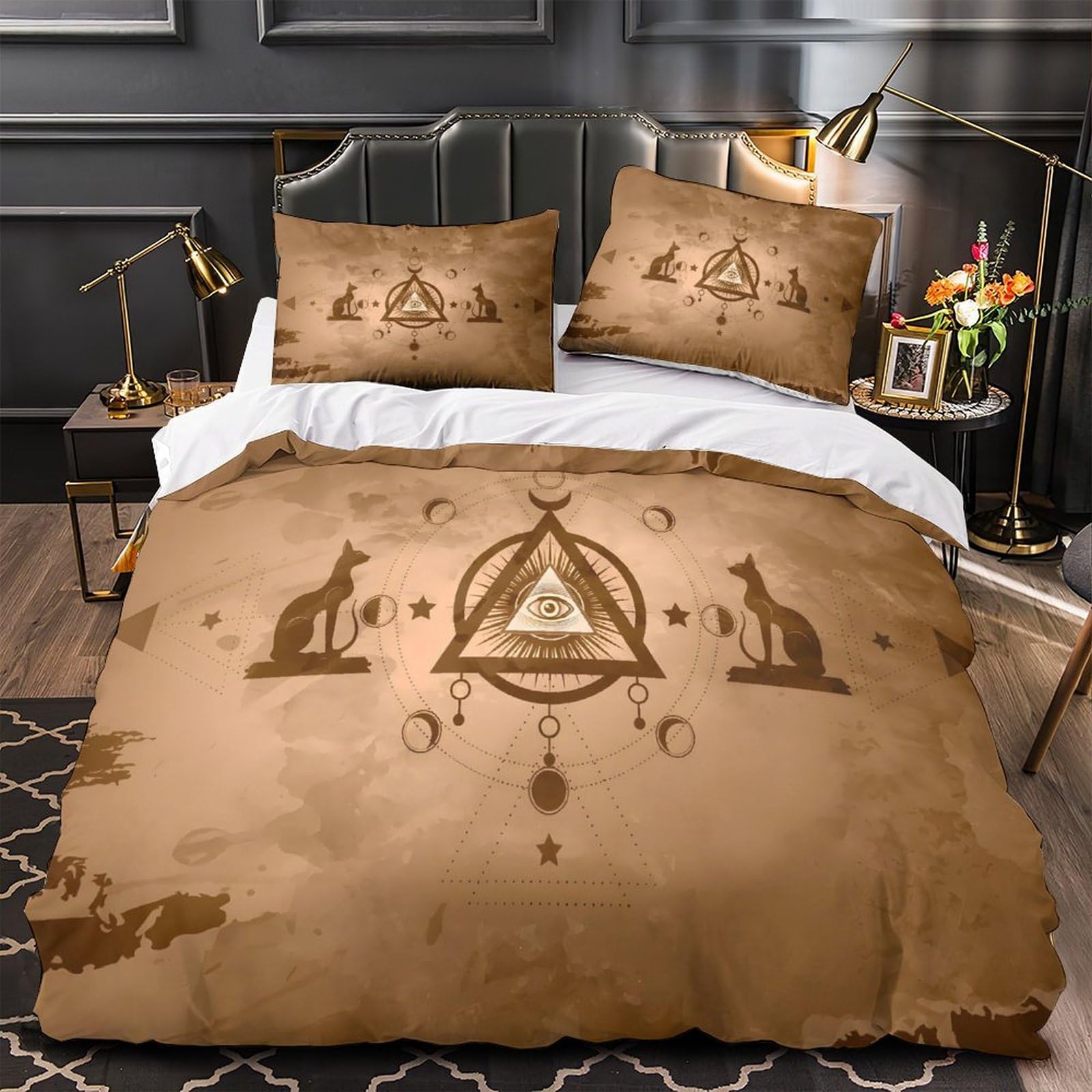 Housse de couette imprimé 3D mystique lit 1 personne fermeture éclair hypoallergénique