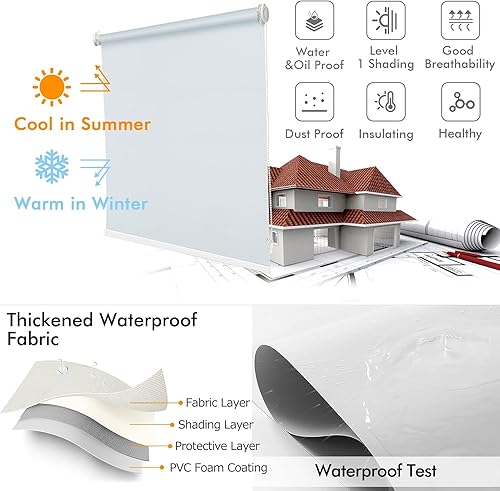 Miniatura 3 de Persianas enrollables 100 % opacas, sin herramientas y sin perforaciones, oscurecimiento de la habitación, con aislamiento térmico para hogar y