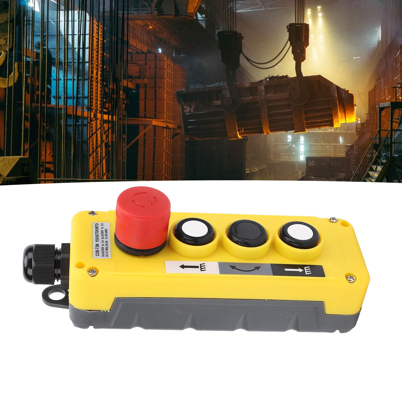 IP68 Water Proof Hoist Crane Push Button Switch with Emergency Stop, Rugged Control Station for Industrial Automation, Flexible Configuration, Ergonomic Design
