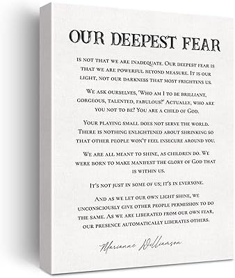 Inspirational Quote Canvas Wall Art Motivational Our Deepest Fear Quotes Canvas Print Positive Canvas Painting Wall Decor ...