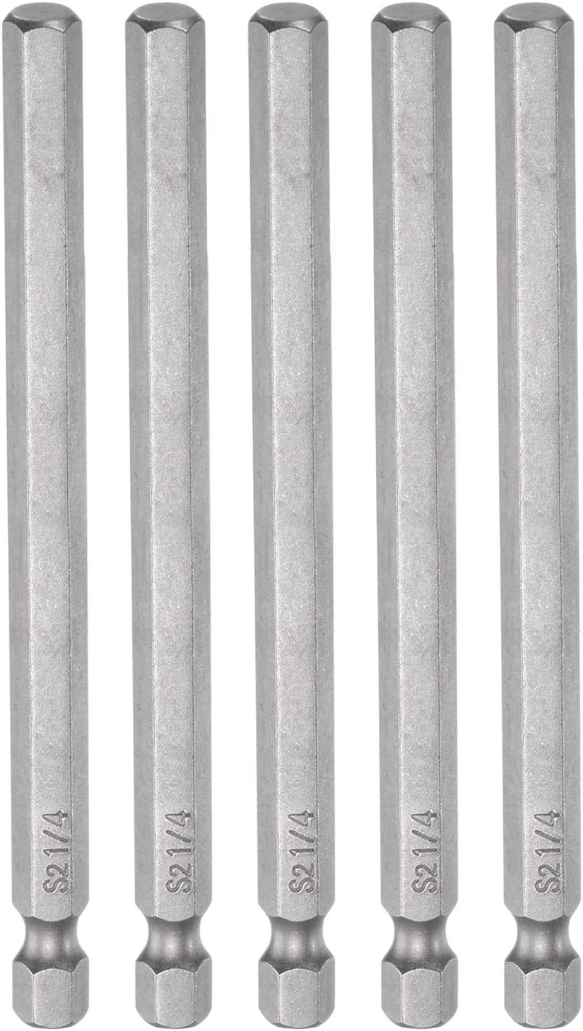 HARFINGTON 5pcs 5/32" Hex Screwdriver Bit SAE 1/4" Hex Shank 4" Length Magnetic S2 Steel Power Drill Bits