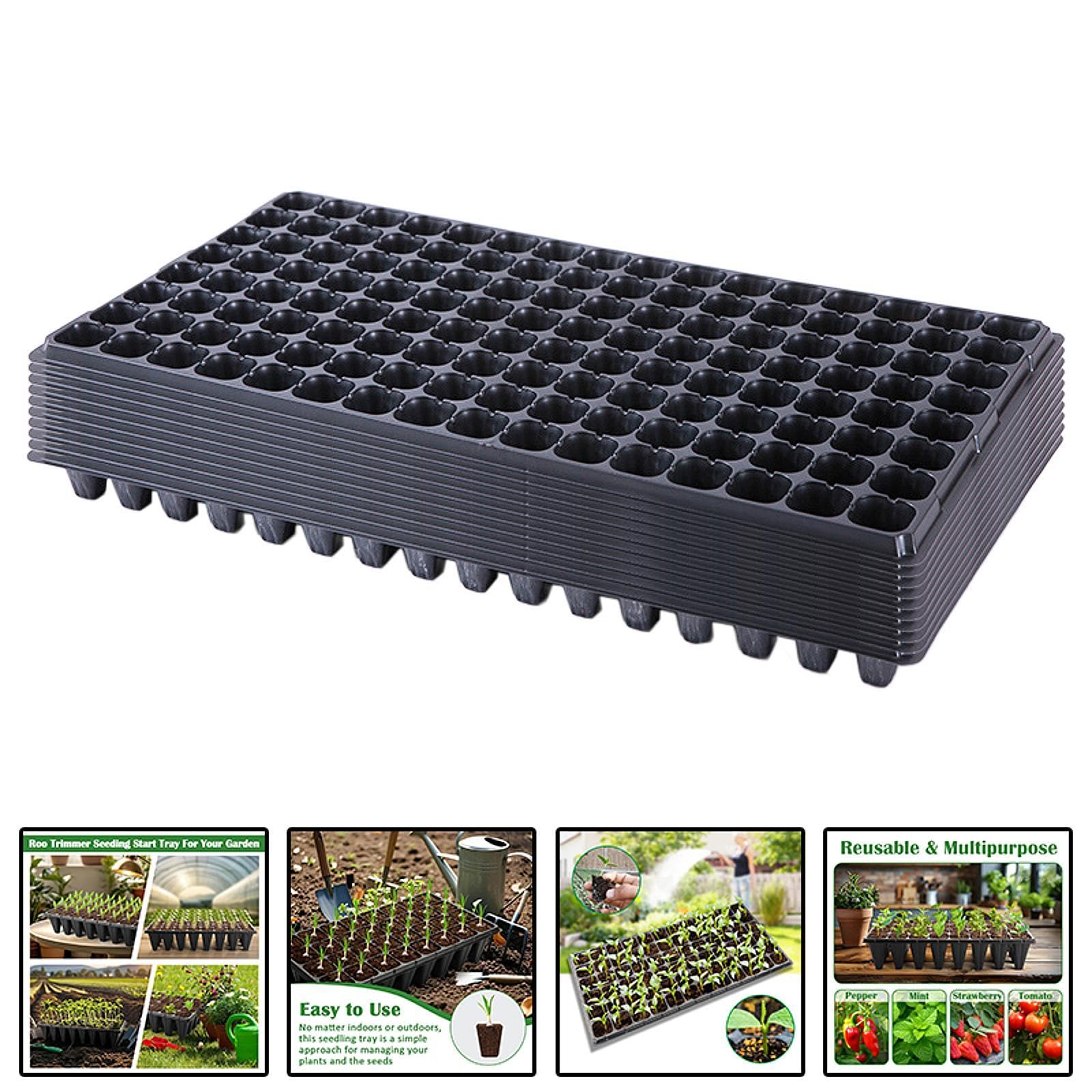 10 Piezas Bandejas para Semillero Bandejas de Germinación Bandejas para Plántulas Bandejas para Cultivo Material Resistente Adecuado para, 128 Agujeros