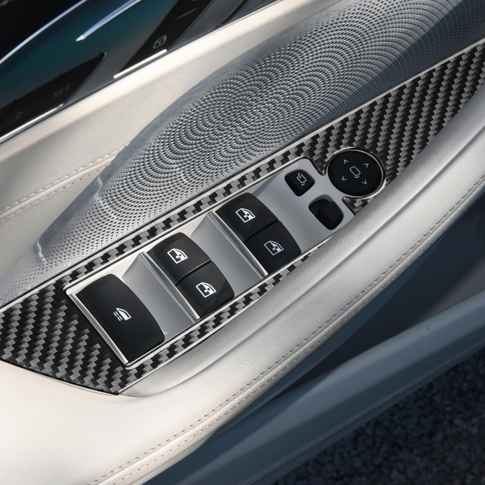 UOADA Compatible with BMW 8 Series G14 G15 G16 2019 2020 2021 2022 Window Lift Switch Control Panel Real Carbon Fiber Interior Trim Stickers Decals