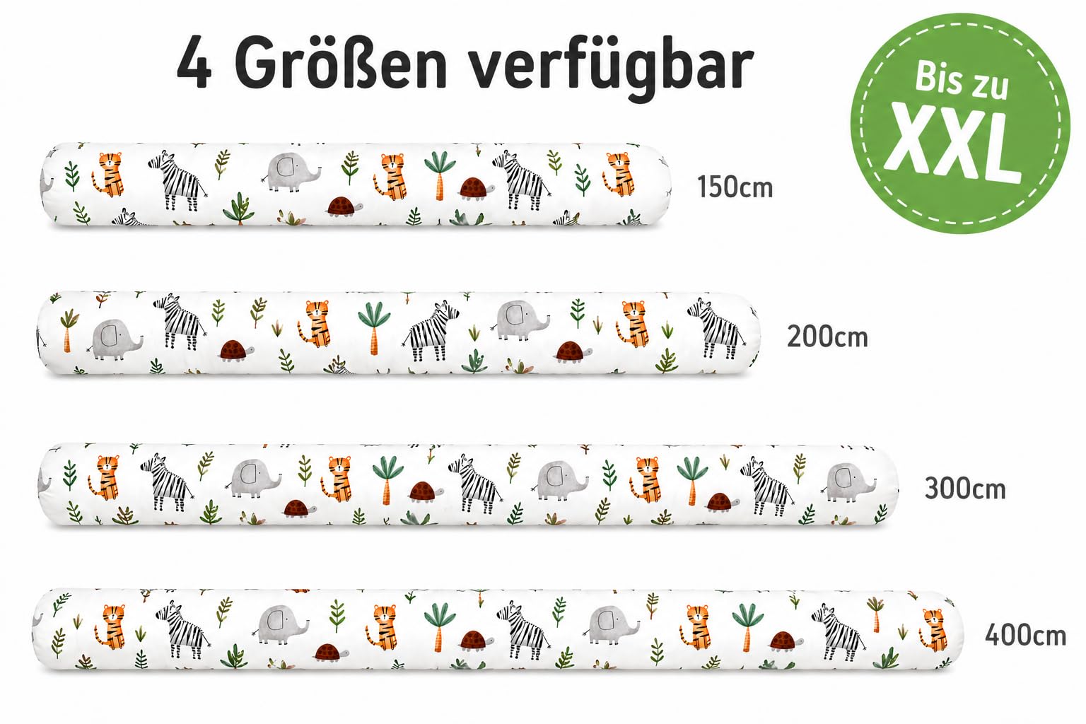 Oreiller Corps Latéral - Traversin Long XXL avec Tissu 100% Coton - Lavable et Résistant - 10 cm Epaisseur - Oeko-Tex (Savane, 400 cm)