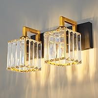 Vista 25 de Moderna lámpara de cristal para tocador/pared de baño, de 6 luces, con acabado de latón cepillado color dorado