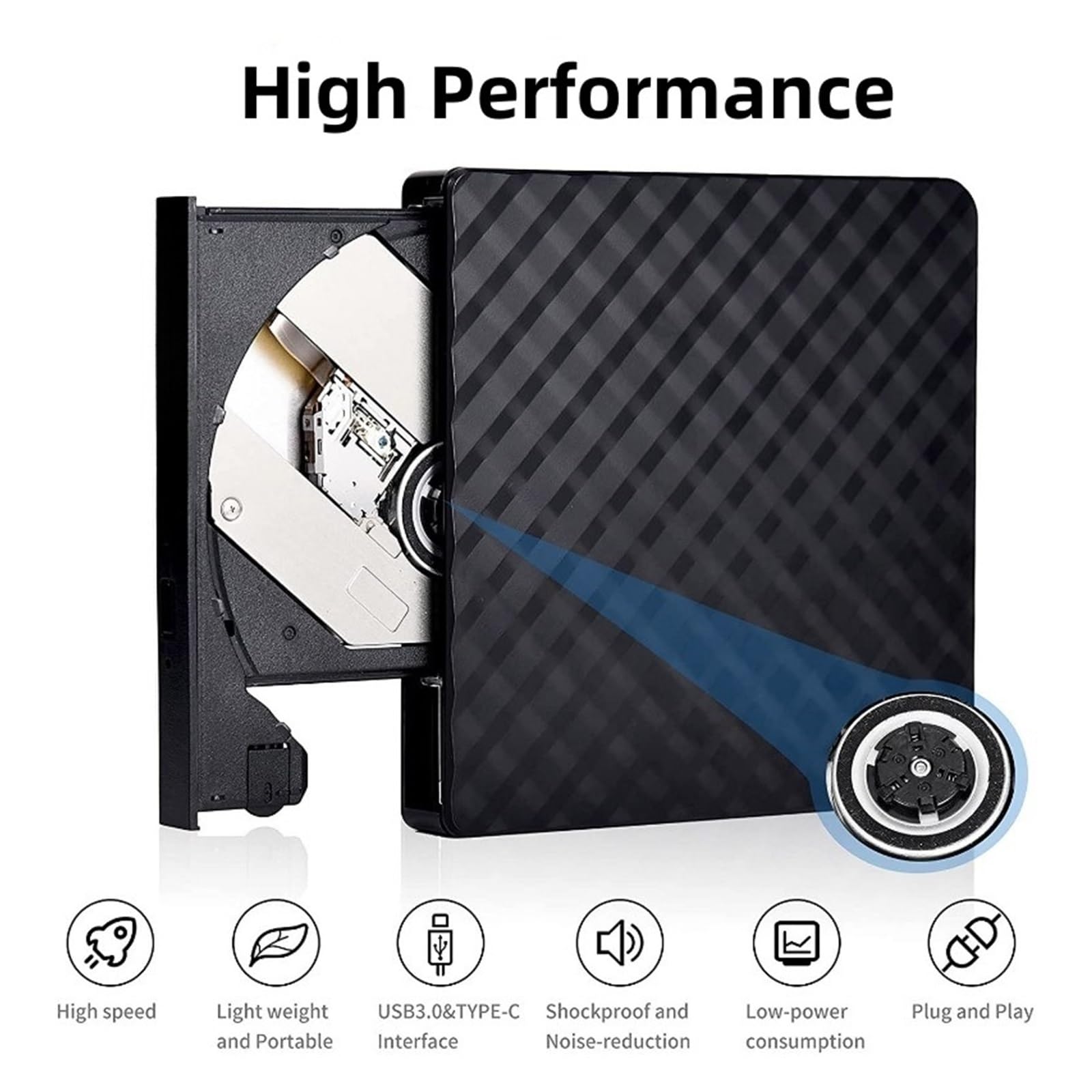 Zewnętrzny Napęd Blu-ray USB 3.0 Typu C 2 W 1 Slim Protectable CD-RW Nagrywarka DVD-ROM Odtwarzacz OszczęDność Miejsca(White)