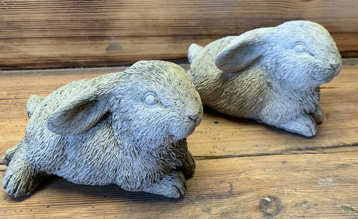 J And L Stone Ornaments Stone Garden Pair Of Cute Bunny Rabbits Hares Statue Ornament