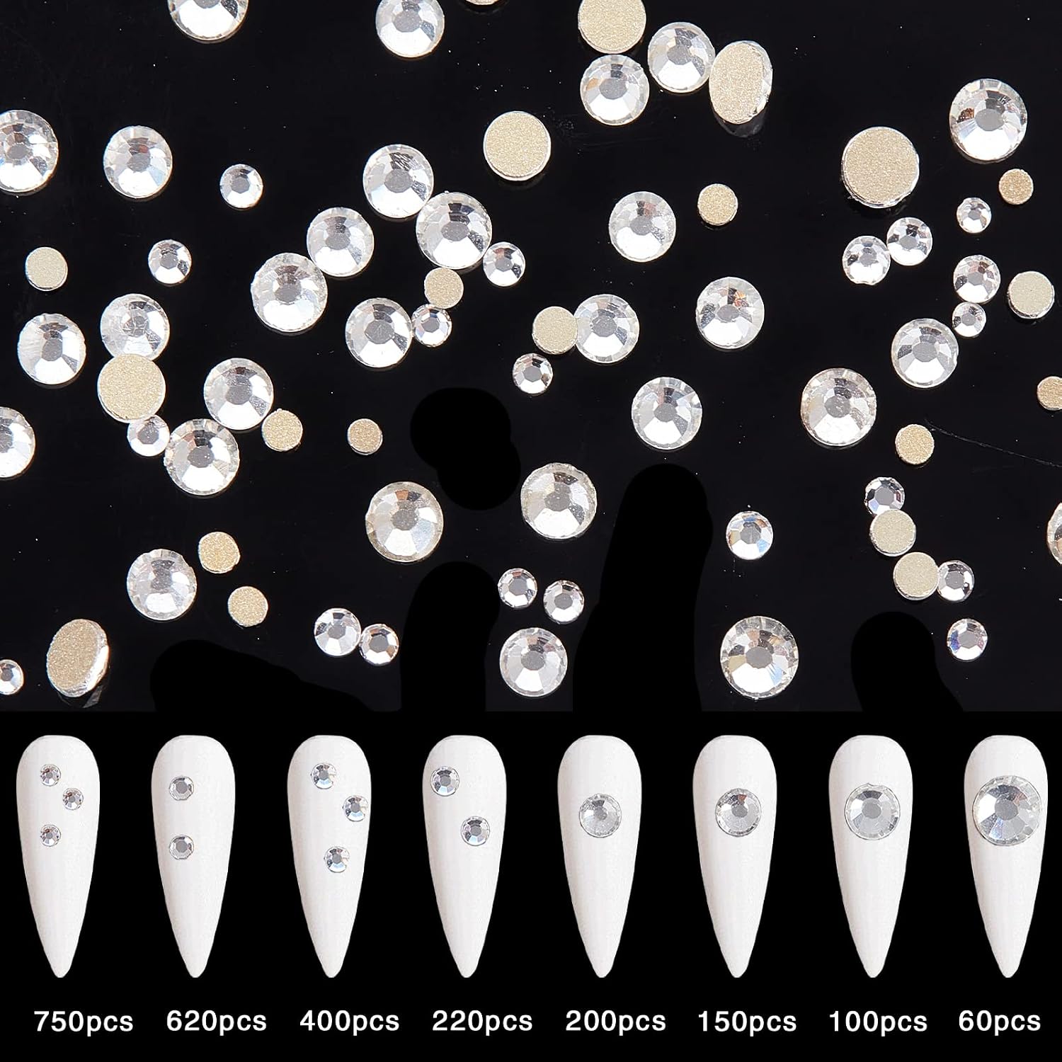 NICENEEDED 3100Pcs Flatback Rhinestone Set With Diamond, 20 Styles Boxed Mix Size Nail Gems With Professional Dotting Pen, 3D Glass Crystal AB Rhinestones for Nail Art DIY Crafts