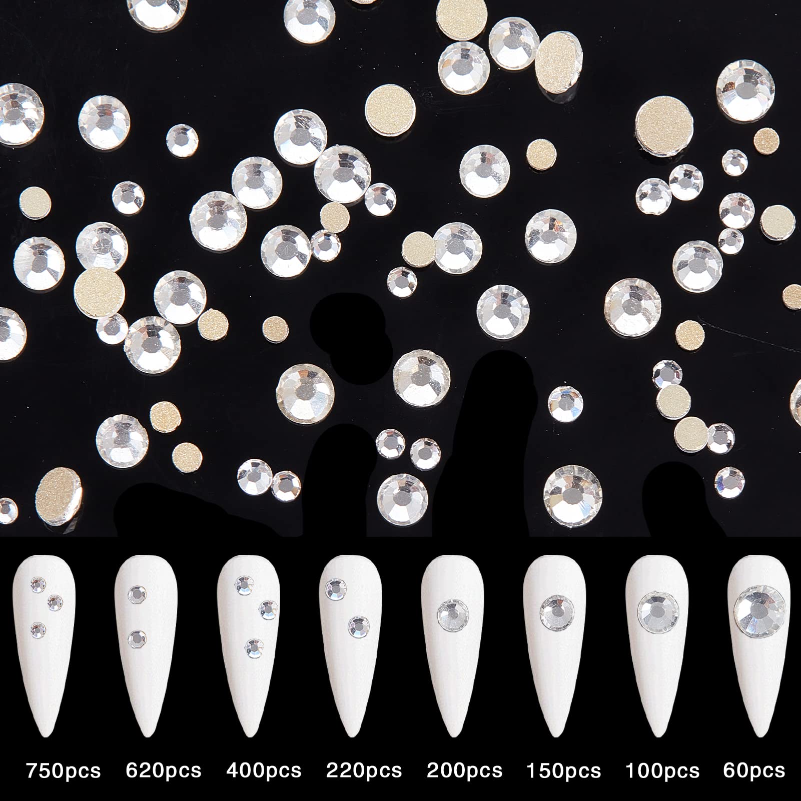 NICENEEDED Set di Strass Flatback A 20 stile con Scatola di Immagazzinaggio Diamantata, 3100 pezzo di Gemme per Unghie di Dimensioni Miste con Penna A Cera Professionale