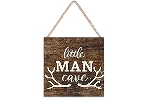 Hunting Nursery Decor - Vintage Man Cave Wood Sign, 7"x7" Rustic Wall Art