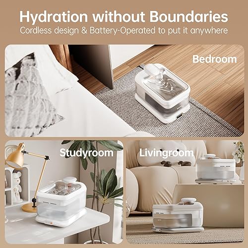 Miniatura 3 de Fuente de agua termostática automática para mascotas, dispensador de agua inalámbrico para mascotas, calefacción inteligente, 4.5 L con bandeja