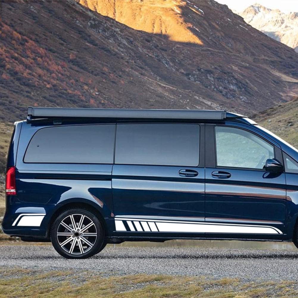 Autocollant de Capot de Voiture 3 pièces Autocollant de Jupe à Rayures latérales de Porte, pour Mercedes Benz Classe V W447 Vito Viano 2014-présent AMG, Autocollants de Jupe latérale