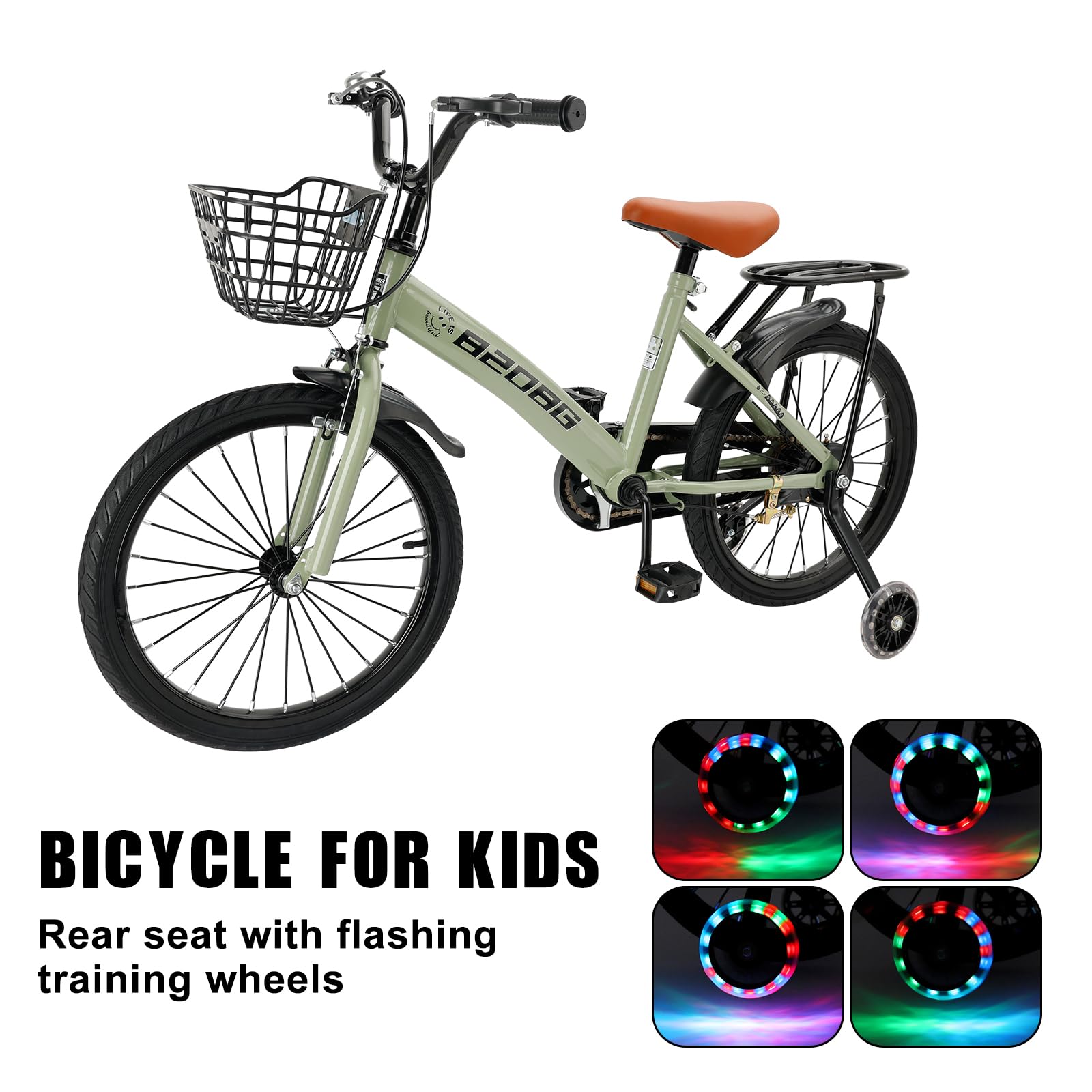 18 Zoll Kinderfahrrad, Hochwertiger Kohlenstoffstahlrahmen, Verstellbarer Sitz & Lenker, Doppelbremsen, Integrierte Naben, Abnehmbarer Korb, Stützräder, Komfortabler Sattel, Jungen/Mädchen Fahrrad