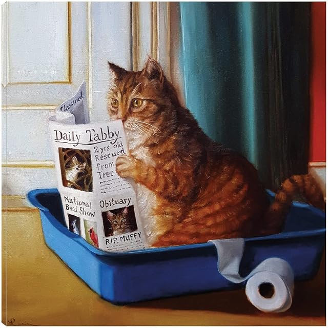 Fine Art Canvas Kitty Throne Canvas Wall Decor by Artist Lucia Heffernan for Living Room Bedroom Bathroom Kitchen