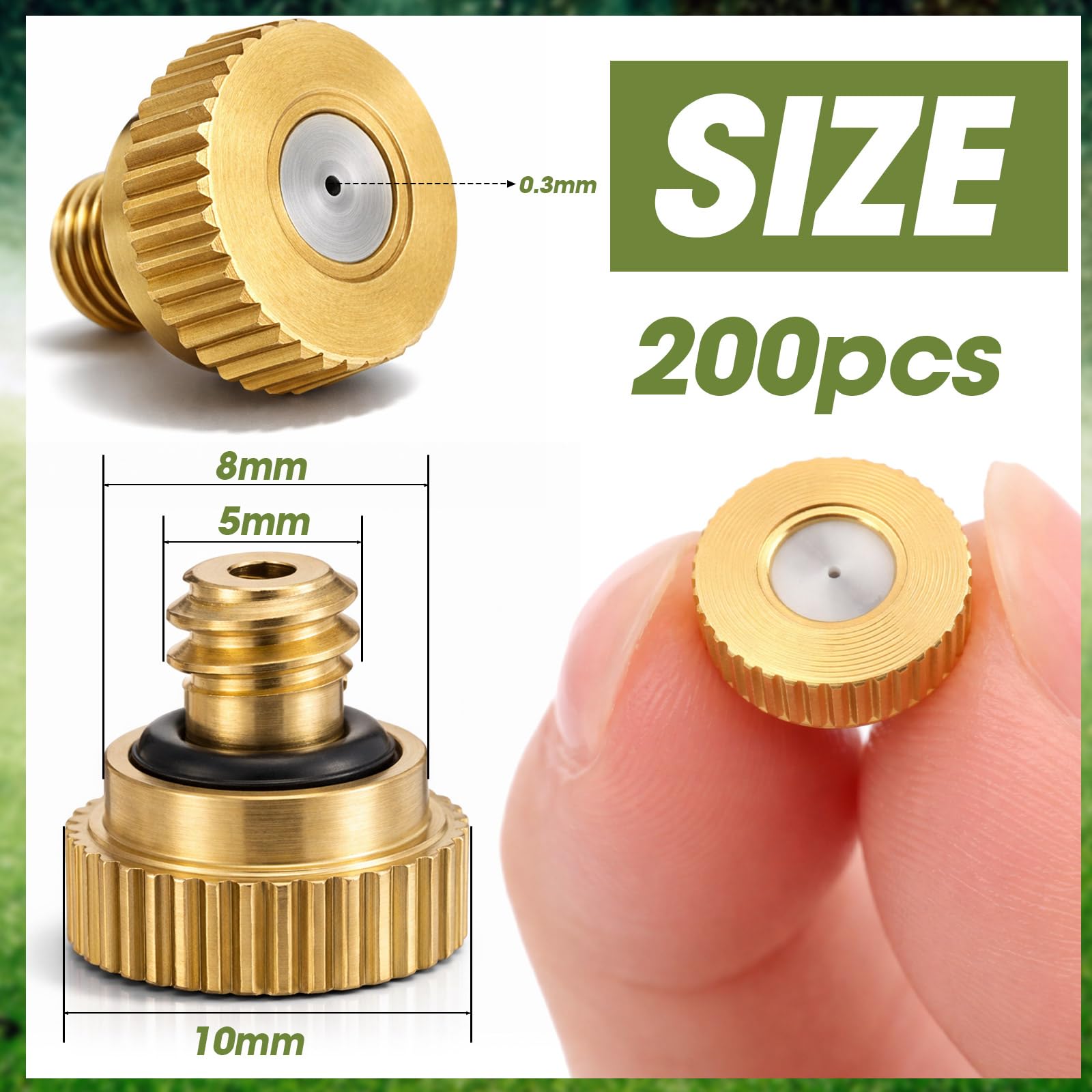 200 szt. mosiężnych dysz zraszających o średnicy 0,3 mm, dysze zraszające mosiężne do zewnętrznych systemów chłodzenia, dysze wymienne 10/24 UNC do zewnętrznych systemów chłodzenia