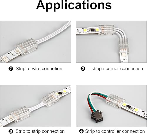 Miniatura 9 de RGBZONE Kit de conector LED de 3 pines de 0.394 in con cable de extensión de 3 pines de 32.8 pies y 10 piezas de tira LED de 3 pines para conectores