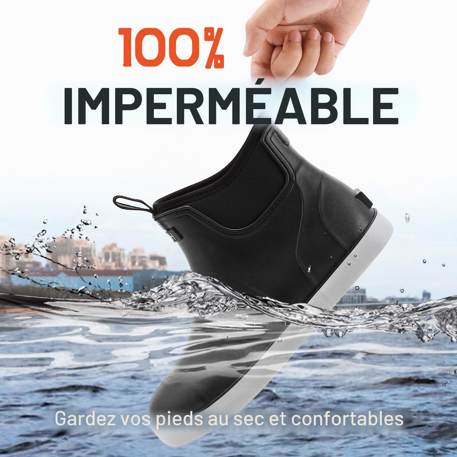 Bottes de Pluie Homme, Caoutchouc de Sécurité Bottine, Original Antidérapant étanche Boots Chaussures