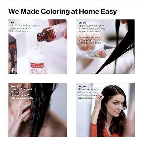 Miniatura 4 de Revlon Colorsilk Beautiful Color - Tinte permanente para el cabello con queratina, 100 % cobertura de las canas, sin amoníaco, negro 10