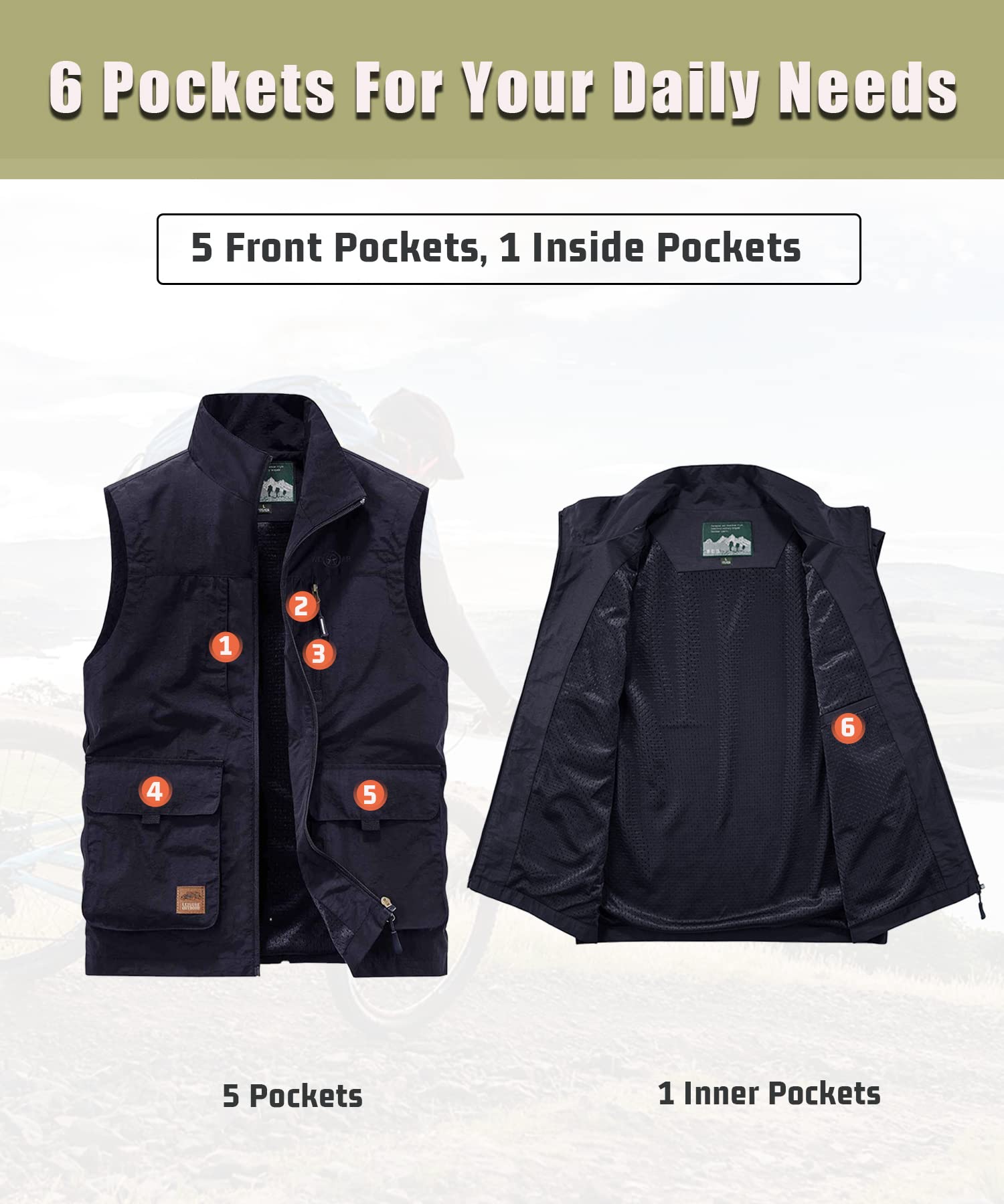 Uomo All'aperto Panciotto da Pesca Leggero Traspirante Multitasche Gilet Senza Maniche Giacca da Reporter Giubbotto Caccia Fotografi Gilet da Trekking e Attività