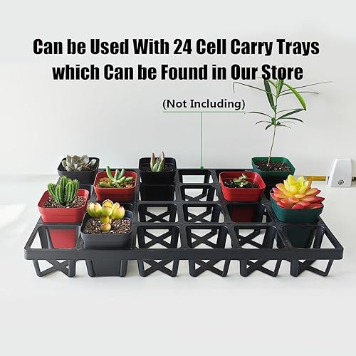 Miniatura 8 de RooTrimmer Maceta Cuadrada de Plástico para Vivero de 3" 120 Piezas Macetas Profundas para Suculentas Macetas Pequeñas para Flores Macetas