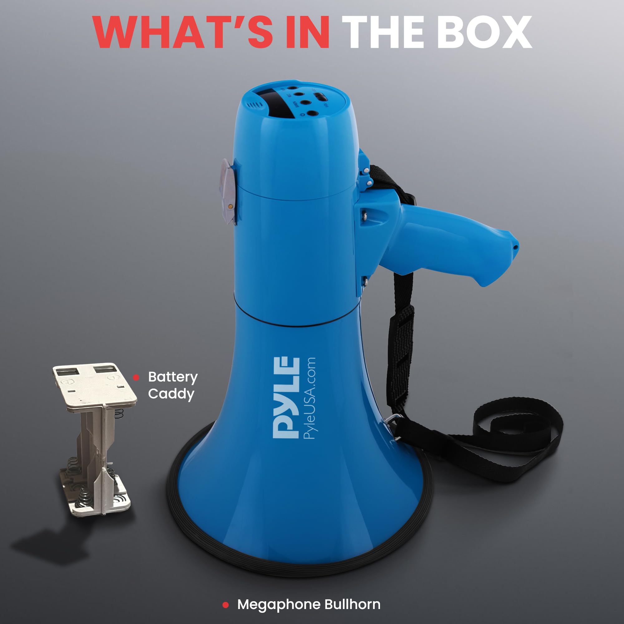 Pyle 40W Megaphone Siren Bullhorn Speaker, Portable and Lightweight Automatic Bullhorn For Indoor and Outdoor Use, 800 Square Yards Projection Range, Use as Siren/Music (Blue)