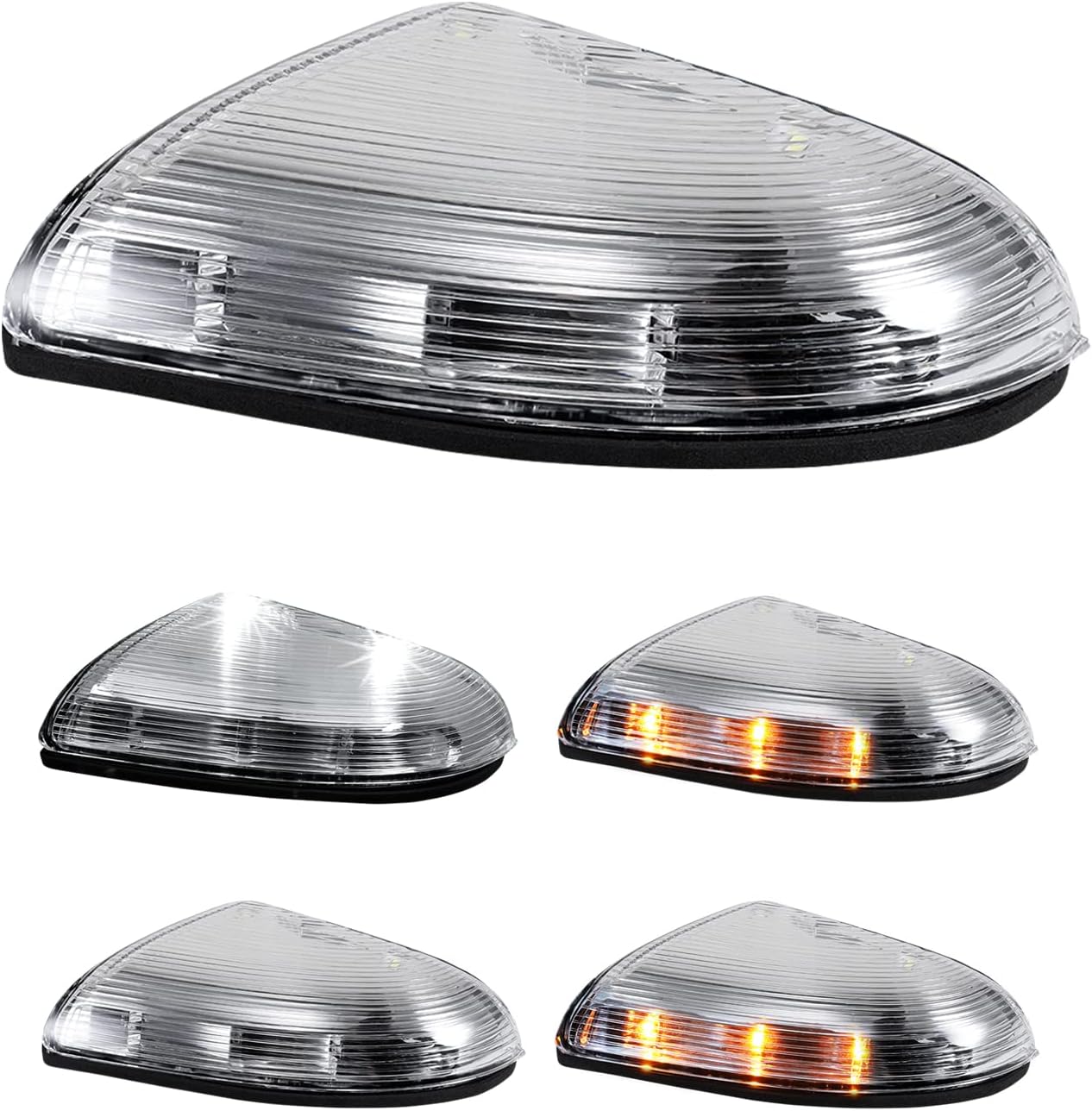 Side Mirror Turn Signal Light Clear LED Puddle Lights Right Lamp Lens Cover Housing Assembly Compatible with Dodge Ram 1500 2500 2009-2013 68064948AA 68064949AA （Passenger Side）