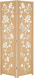 Biombo Divisoria Inteiro Divisor Separador de Ambiente Madeira MDF (2, Floral)