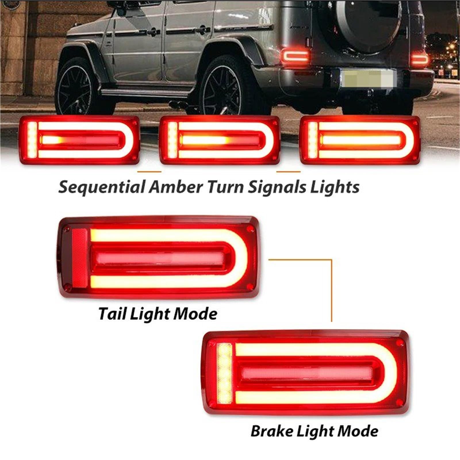 Remolque trasero Para Benz W463 Clase G G500 G550 G55 G63 AMG 1999-2018 Luces Traseras LED De Freno Bombillas De Repuesto Para Luces De Señal De Giro Lámpara Trasera