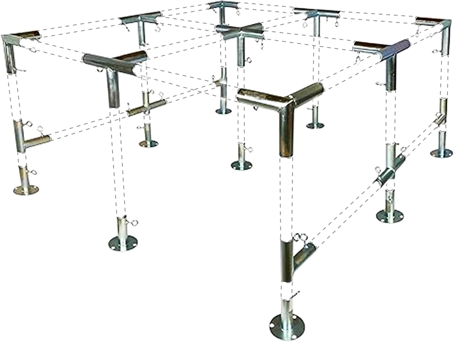 9-Leg Square Flat Top Convention Booth Canopy and Event Tent Fitting Set Outdoor/Indoor EMT Conduit Connectors (Choose Size) (Connects 1-3/8" Pipes)