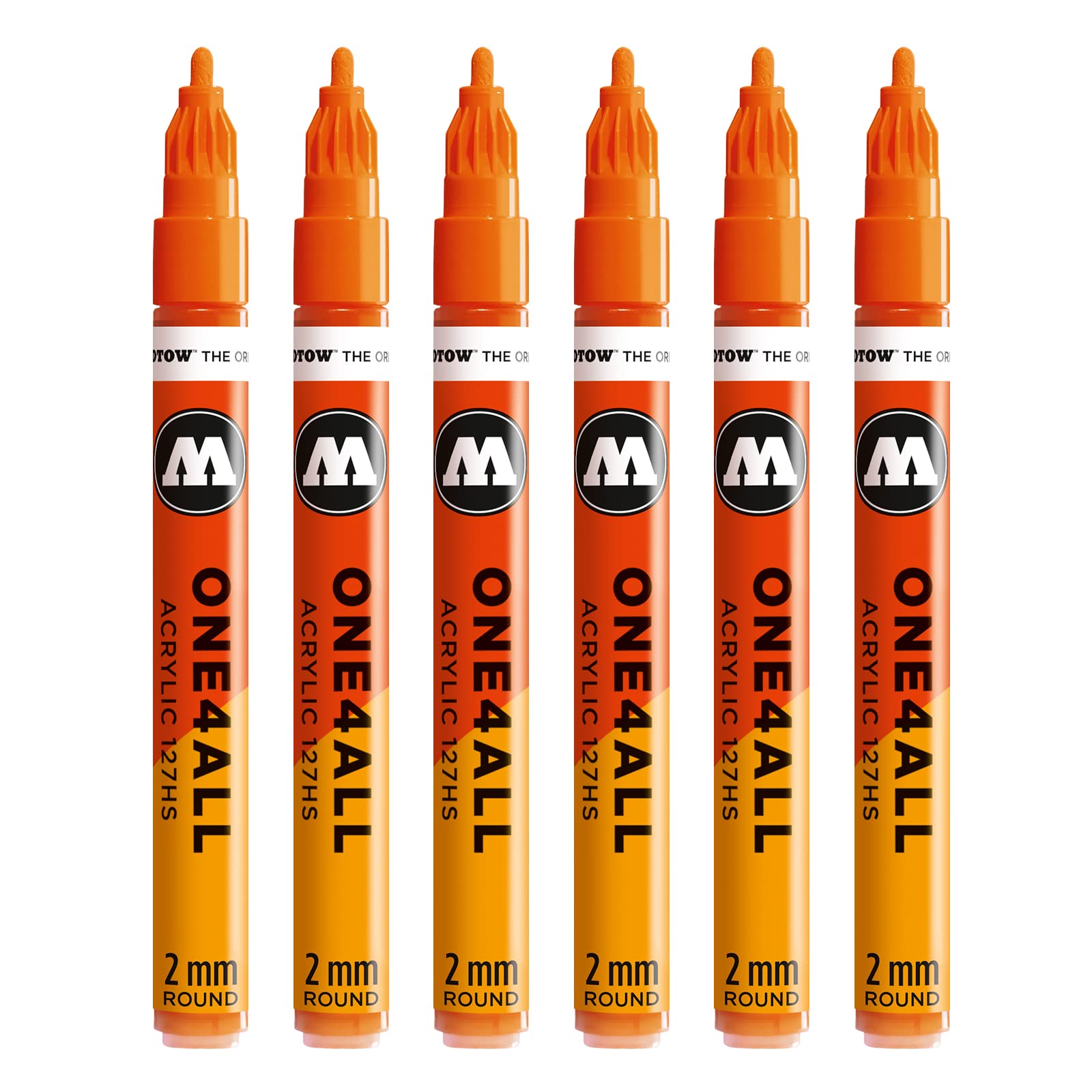 Molotow One4All 127HS Acrylic Marker (2.0 mm Line Width, High Coverage and Permanent, UV-Resistant, for Almost All Surfaces) Pack of 6 Colour 085 Dare Orange โ image 1